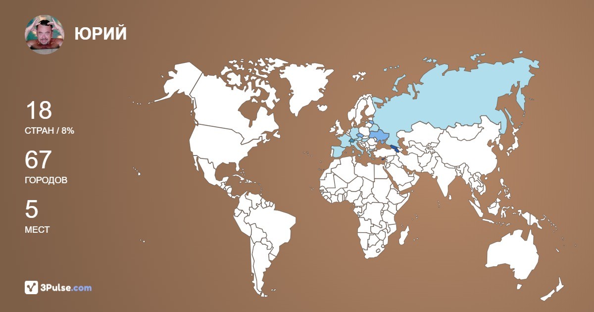 ЮРИЙ ГРИНБЕРГ's Travel Map Image