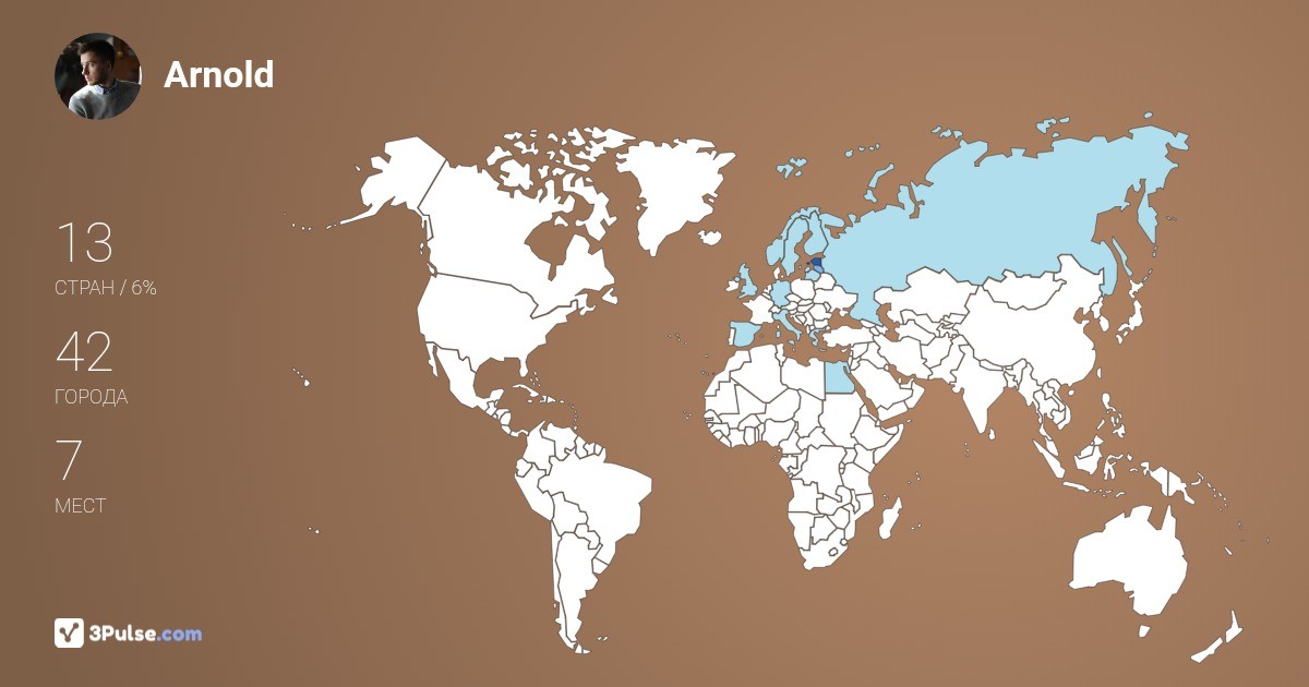 Arnold Oliinik's Travel Map Image