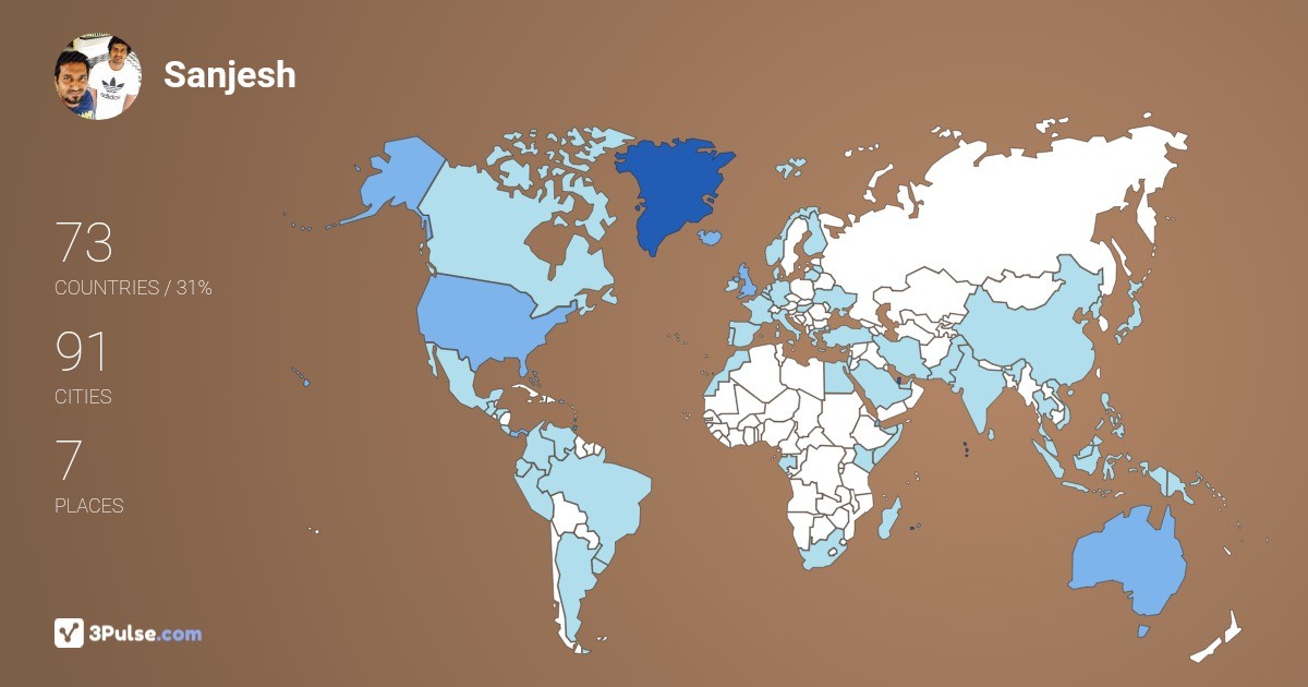 Sanjesh Ajith's Travel Map Image