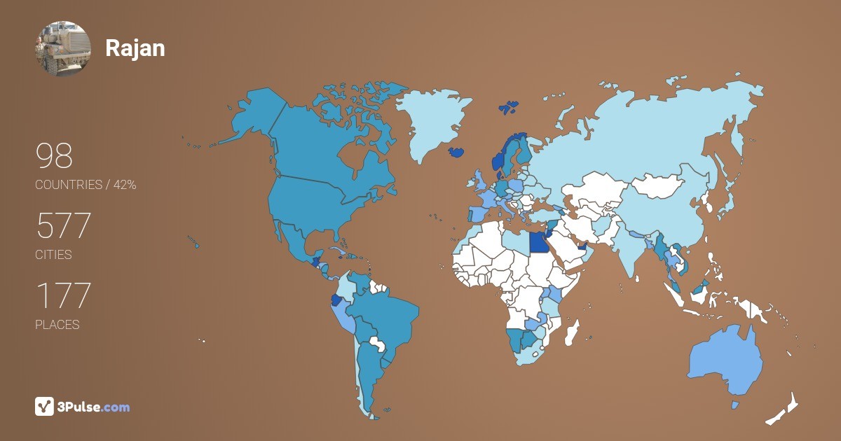 Rajan Sakaria's Travel Map Image