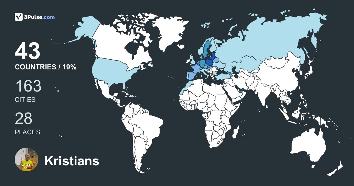 Kristians Rozenvalds's Travel Map Image