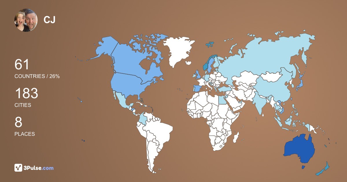 CJ Brownie's Travel Map Image