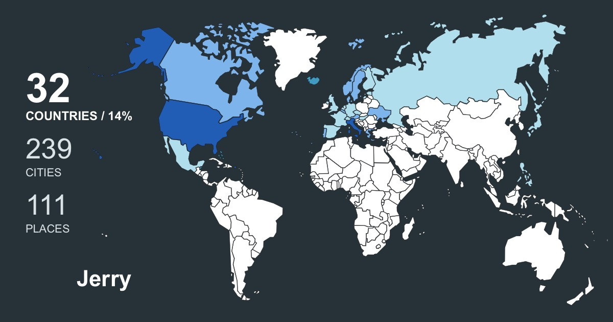 Jerry Herman's Travel Map Image