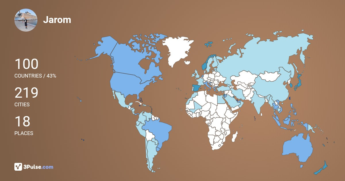 Jarom Ungriano's Travel Map Image