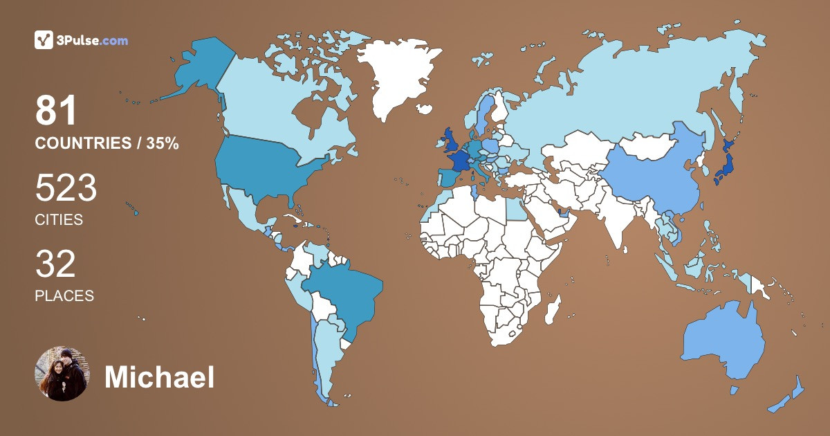 Michael Edmundson's Travel Map Image