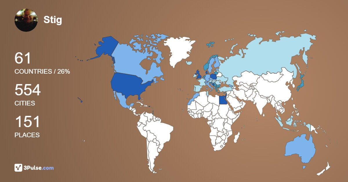 Stig Bjrshol's Travel Map Image