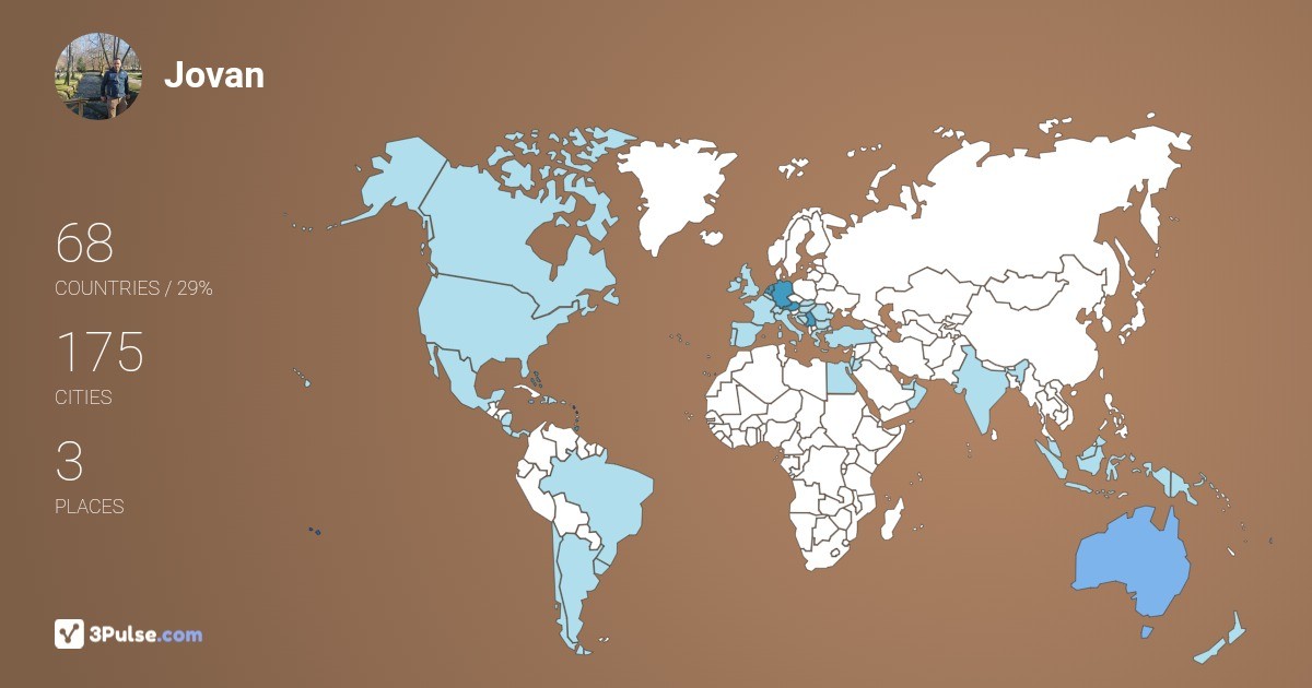 Jovan Boroja's Travel Map Image