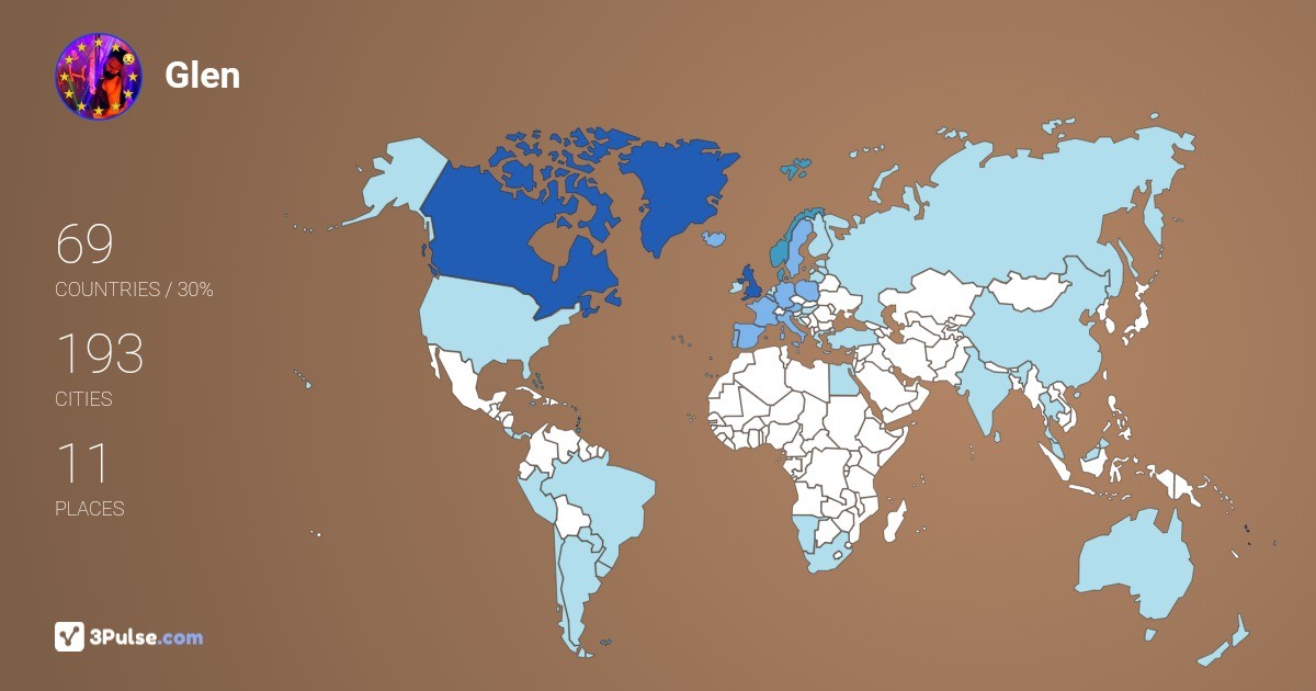 Glen Brett's Travel Map Image