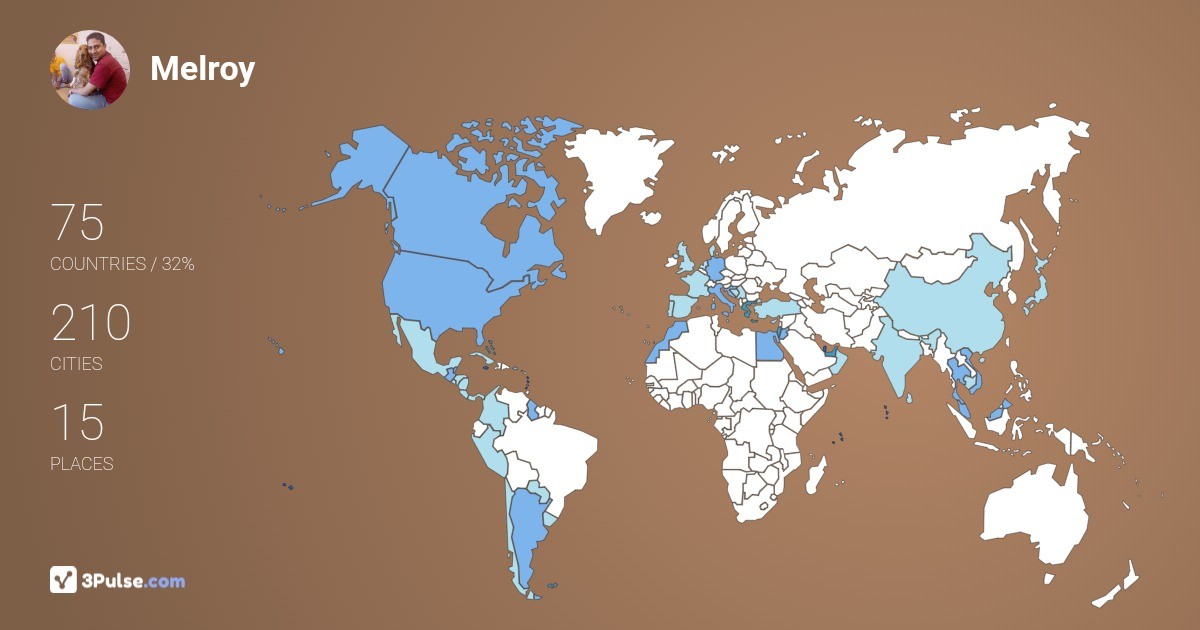 Melroy Pereira's Travel Map Image