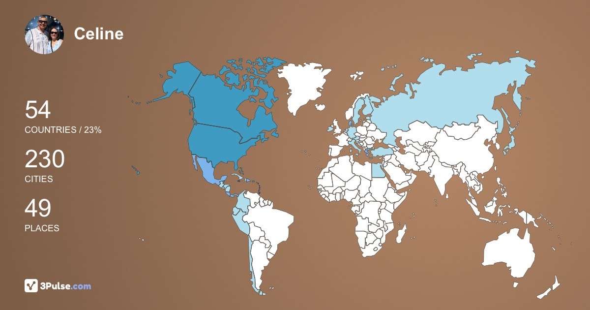 Celine Arseneault's Travel Map Image