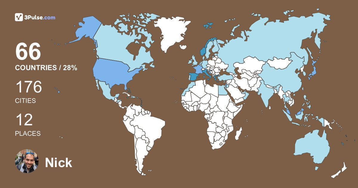 Nick Alfano's Travel Map Image
