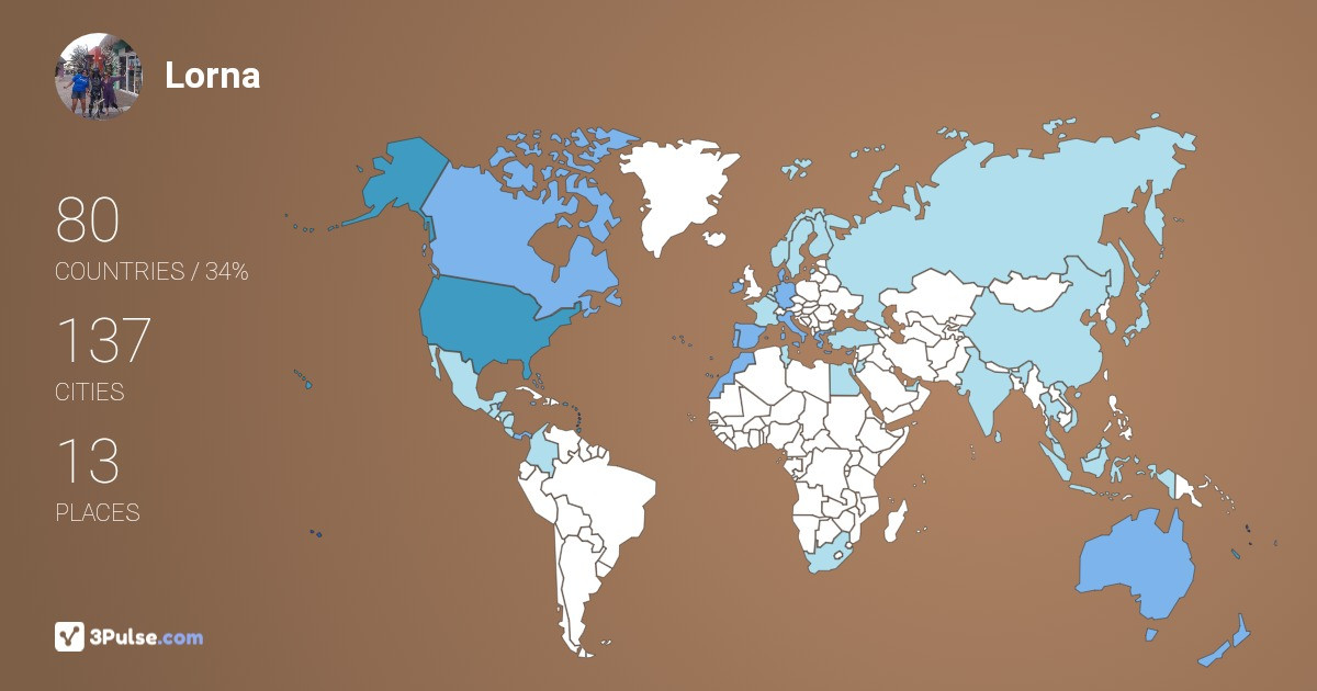 Lorna Stewart's Travel Map Image