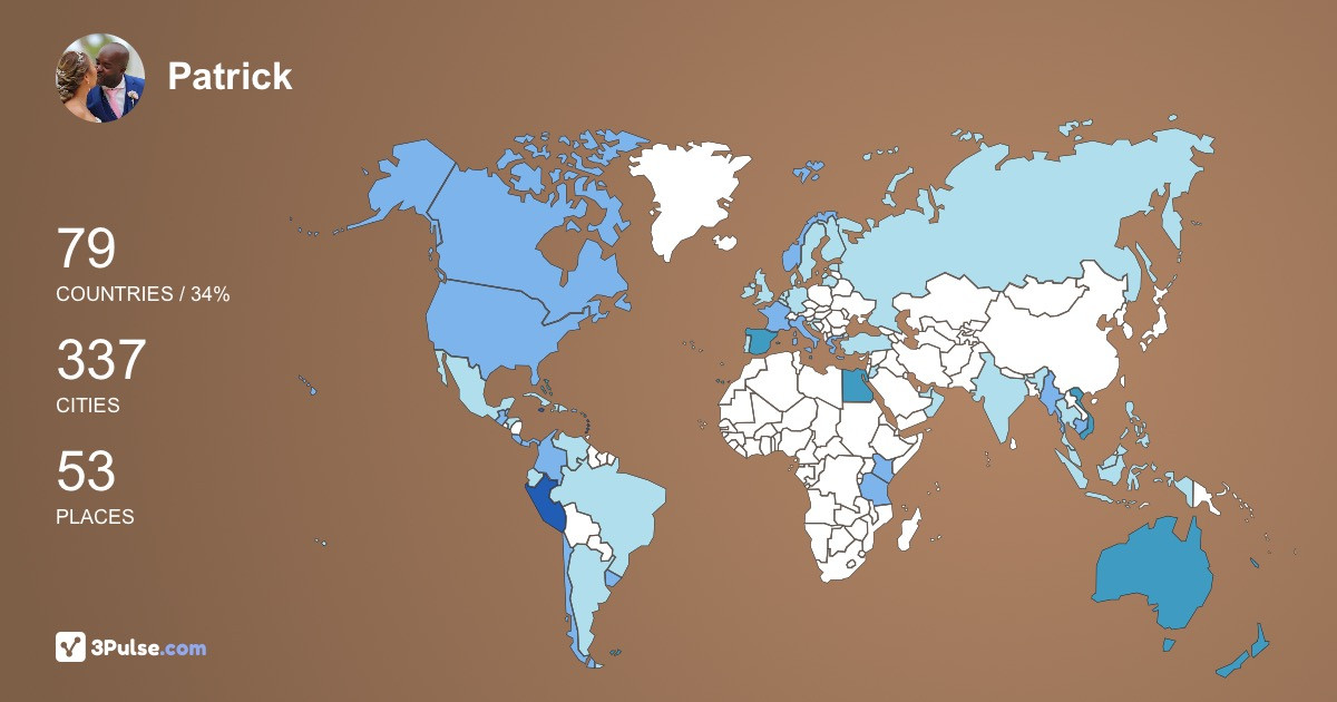 Patrick Gomez-Bowie's Travel Map Image