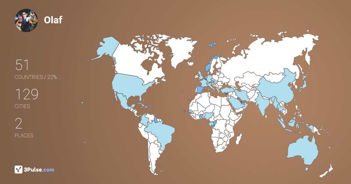 Olaf Schoenmaker's Travel Map Image