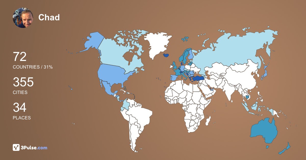 Chad Brown's Travel Map Image