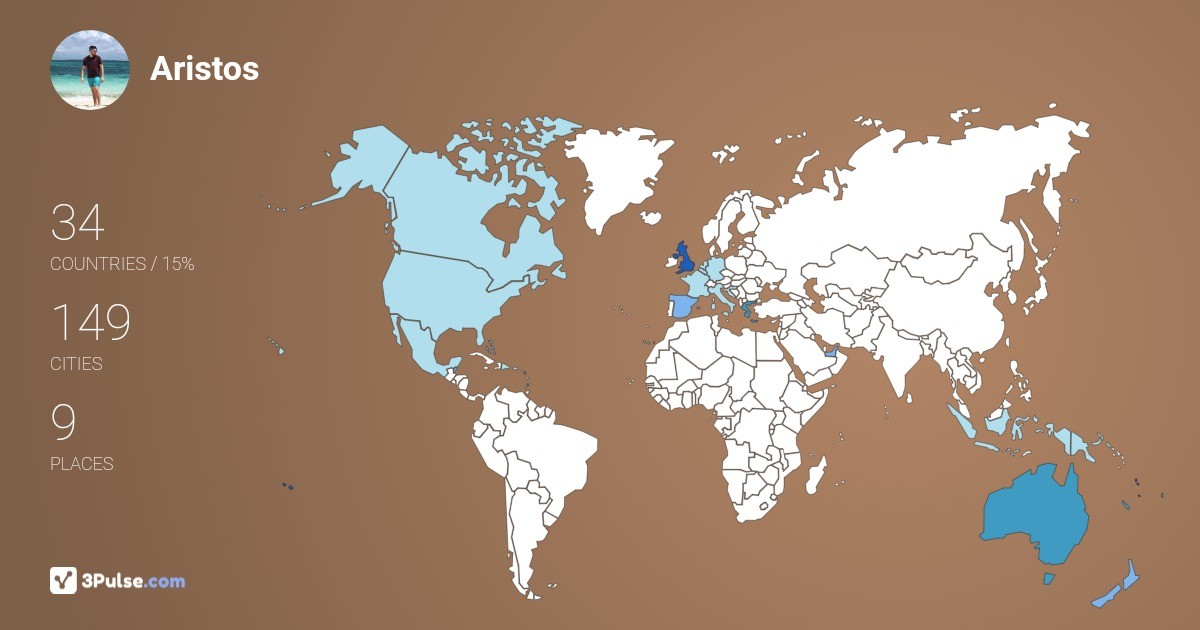 Aristos Pahatouridis's Travel Map Image