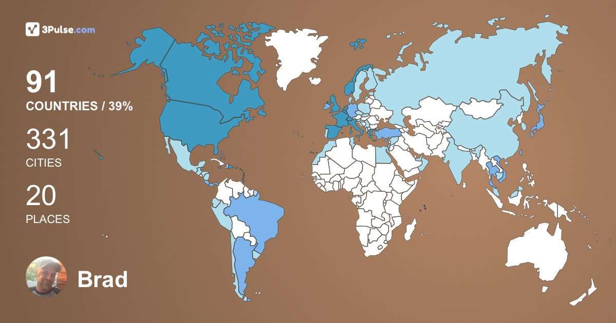 Brad Karsh's Travel Map Image