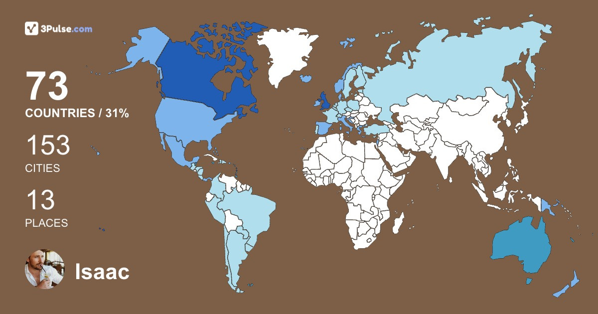 Isaac Lamont's Travel Map Image