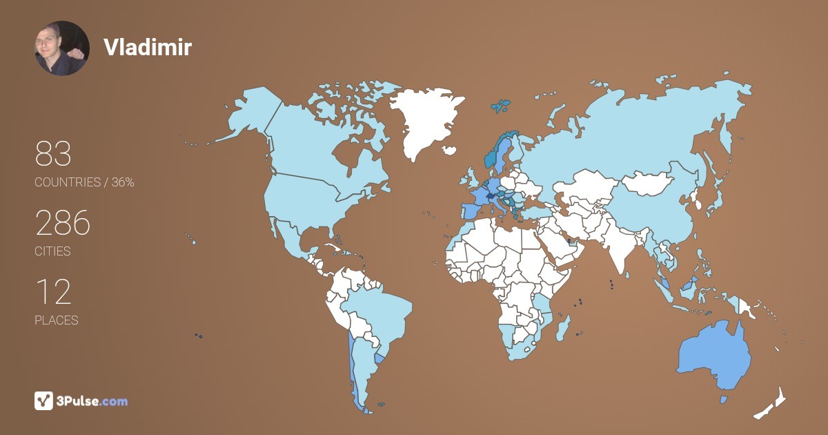 Vladimir Rakic's Travel Map Image