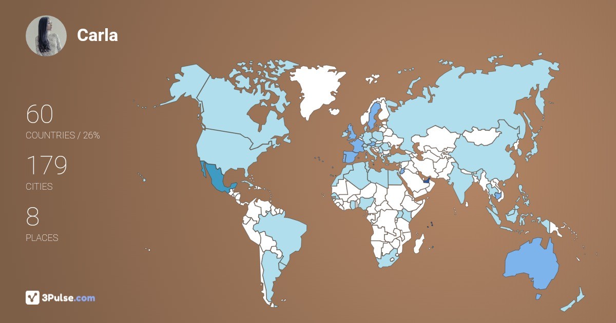 Carla De-Poncin's Travel Map Image