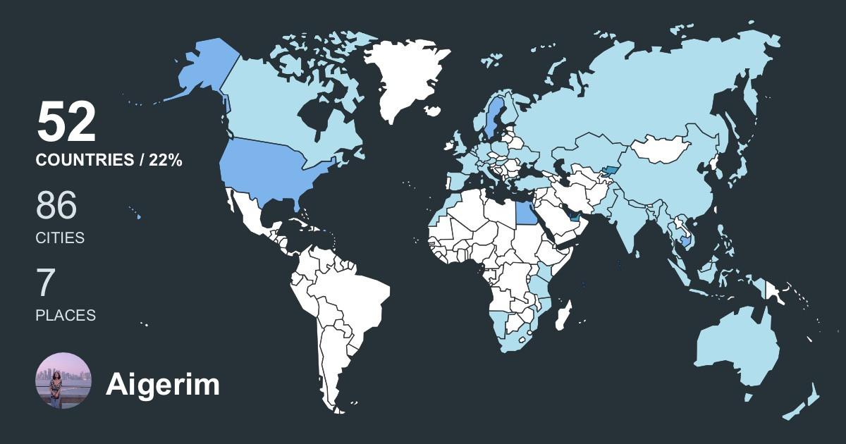 Aigerim Kaparova's Travel Map Image
