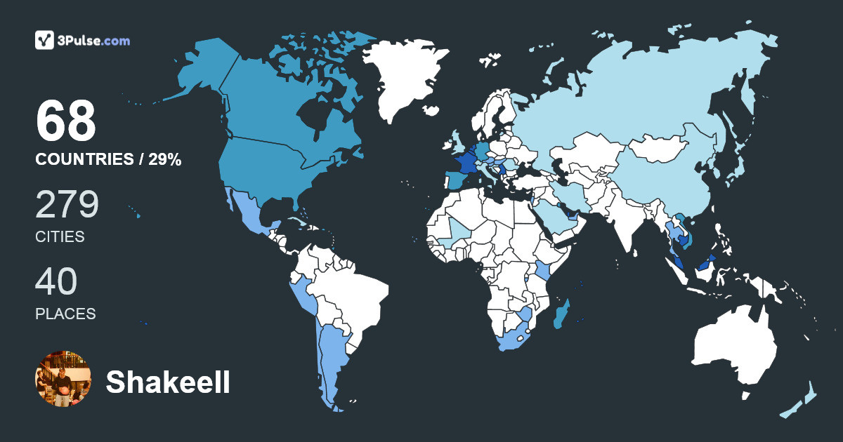 Shakeell OConnors's Travel Map Image