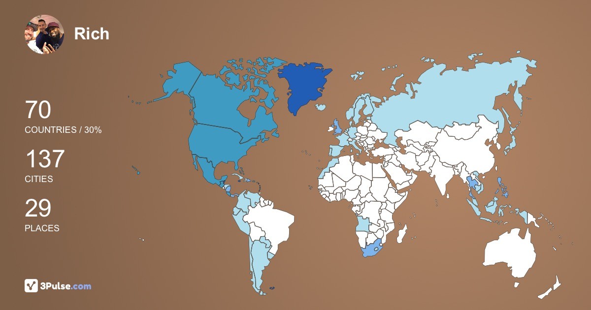 Rich Schwartzenburg's Travel Map Image
