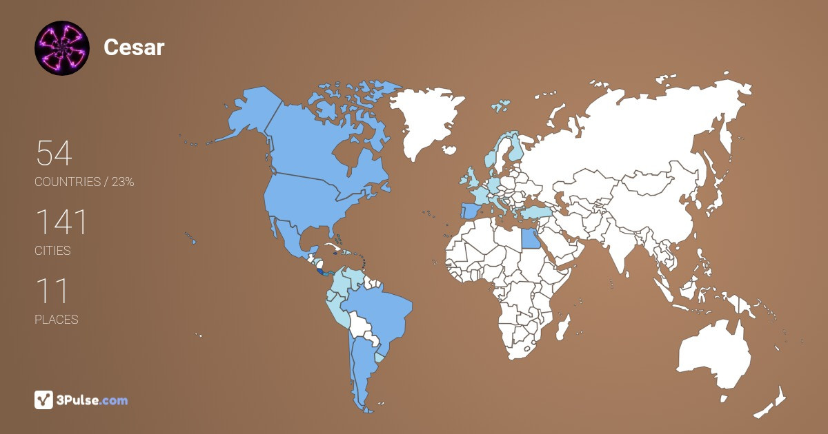 Cesar Acua-Murillo's Travel Map Image