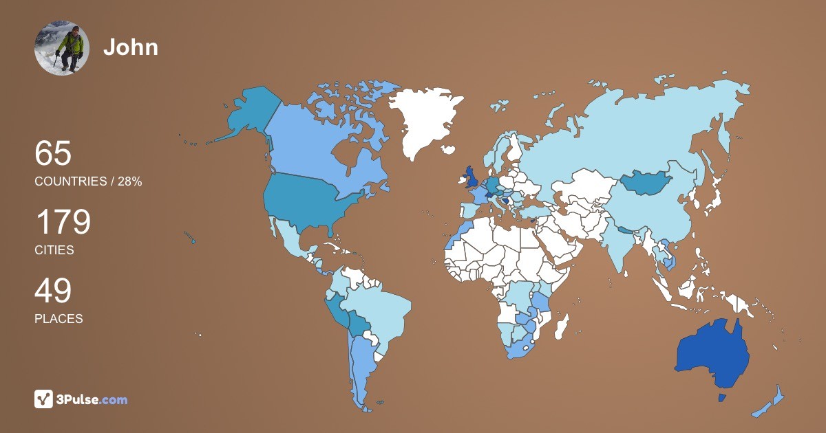 John Tolan's Travel Map Image