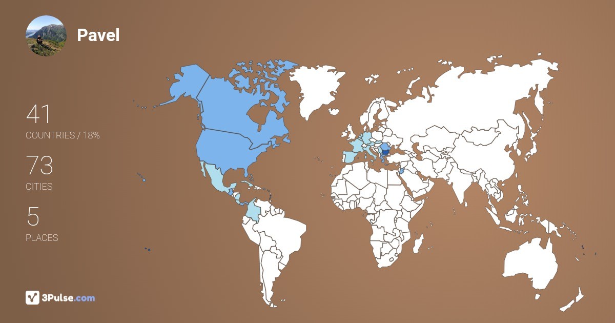 Pavel Nyagolov's Travel Map Image