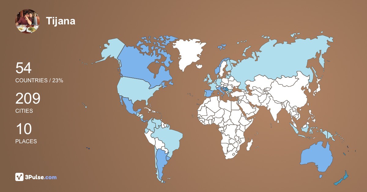 Tijana Urosevic's Travel Map Image