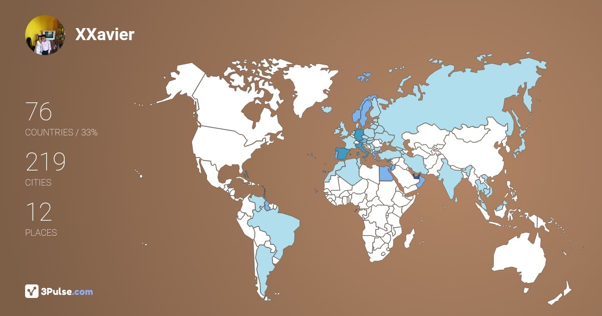 XXavier Gonsalves's Travel Map Image