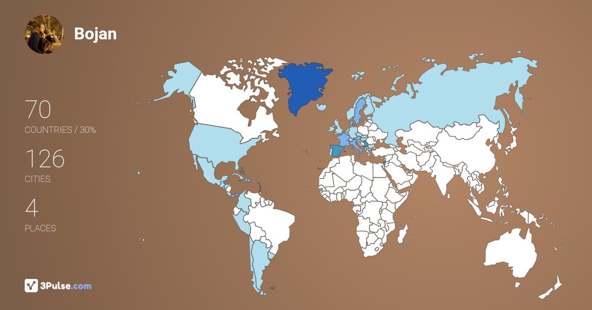 Bojan Milivojevic's Travel Map Image