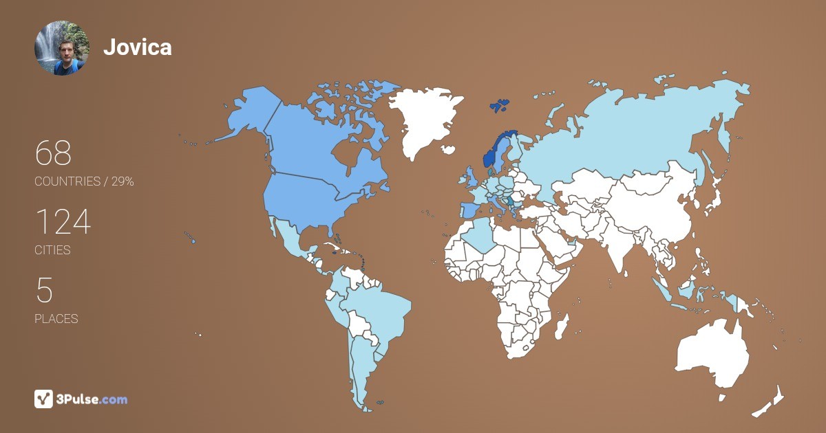 Jovica Kuzmanovic's Travel Map Image