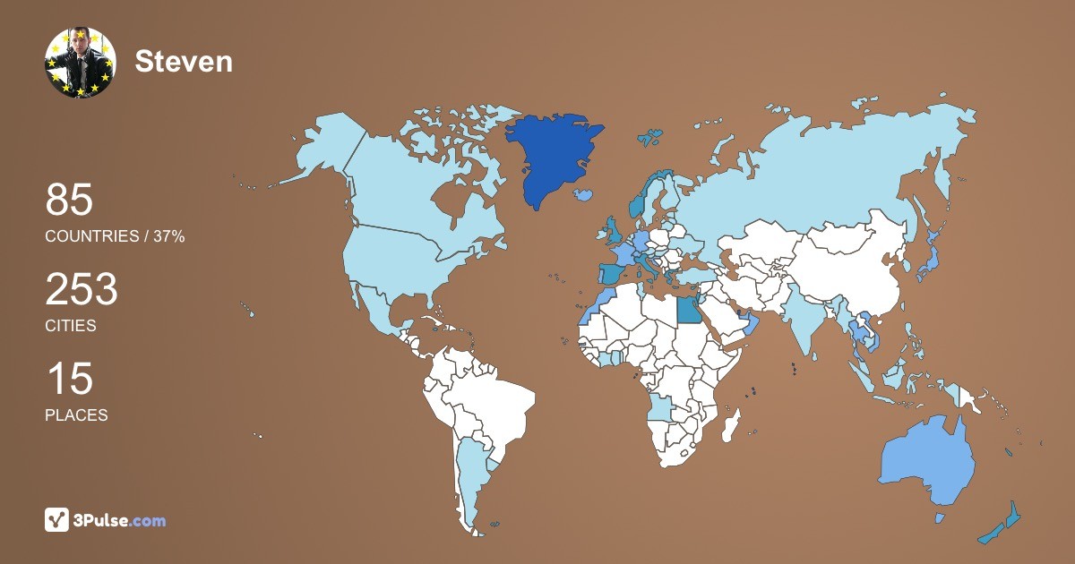 Steven Bor's Travel Map Image