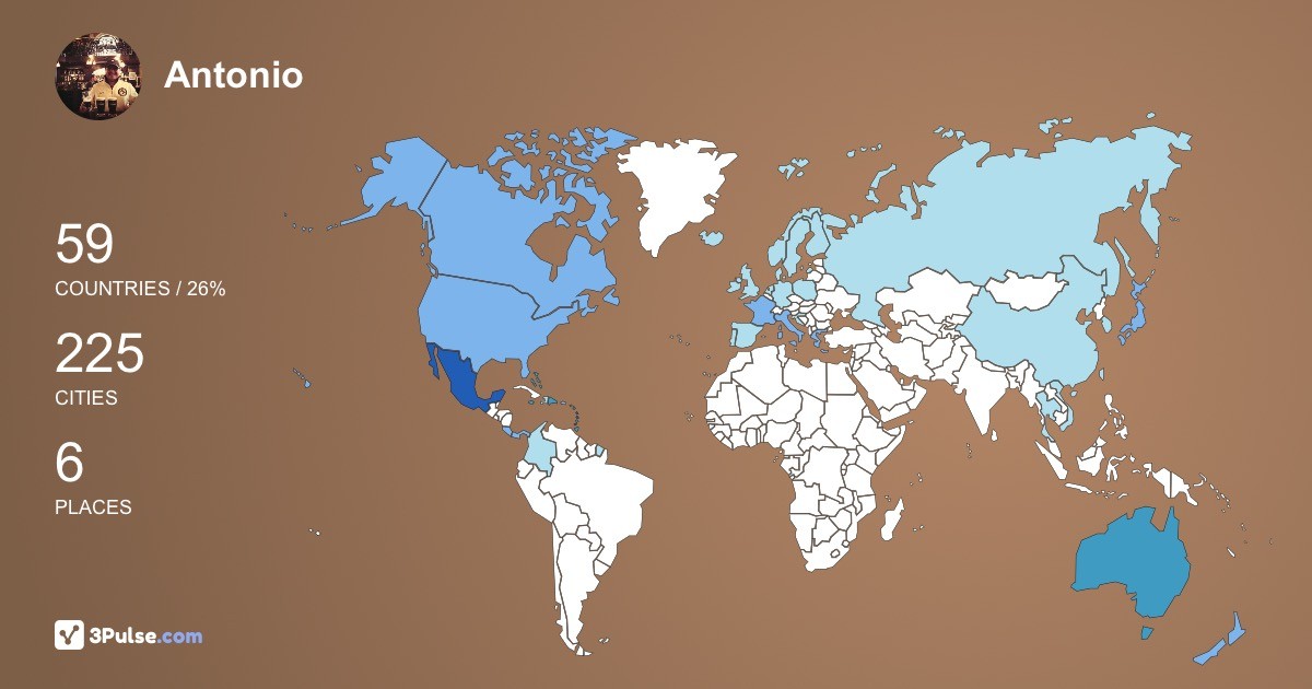 Antonio Hernndez's Travel Map Image