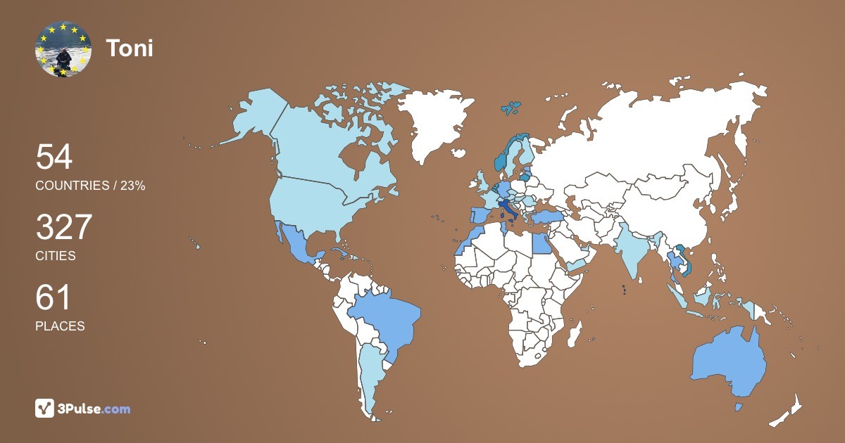 Toni DAiello's Travel Map Image