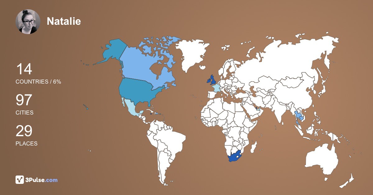 Natalie Bent-Dalager's Travel Map Image