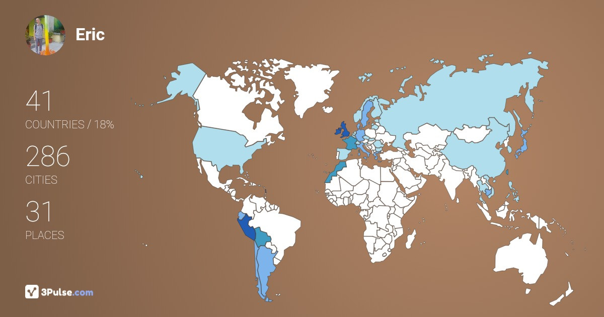 Eric McNaughton's Travel Map Image
