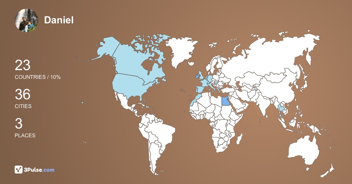 Daniel Higney's Travel Map Image
