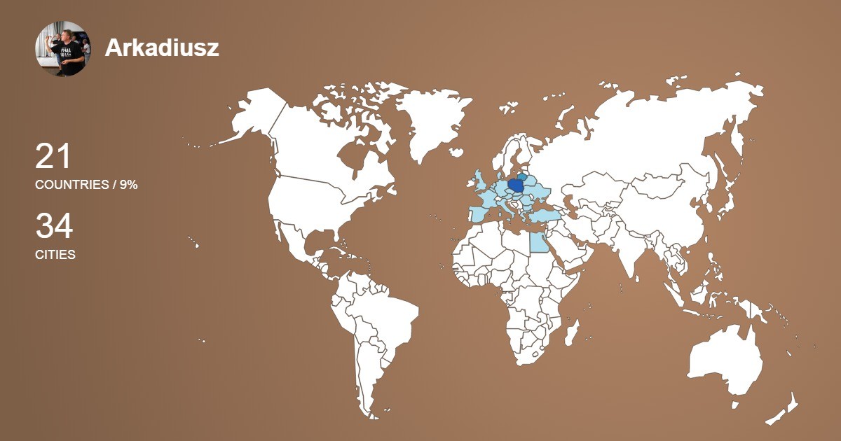 Arkadiusz Hawryluk's Travel Map Image