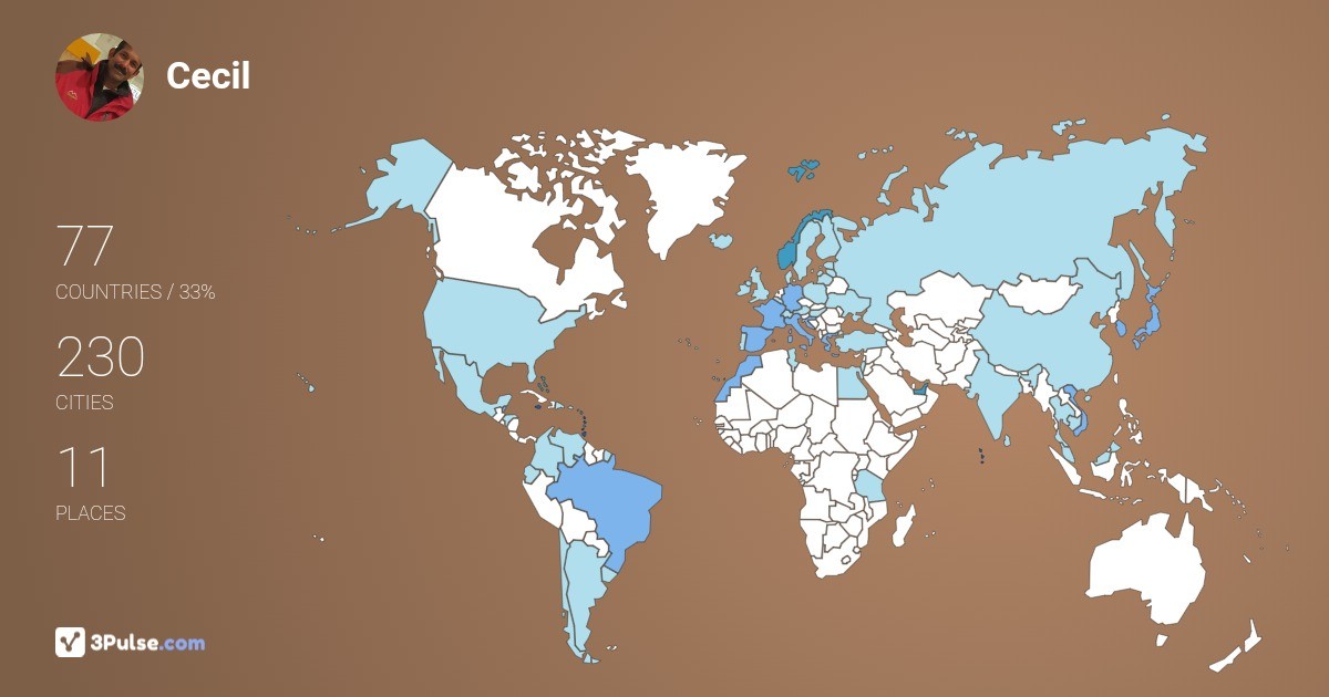 Cecil Dsilva's Travel Map Image