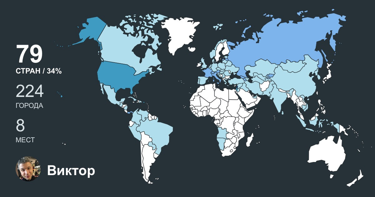 Виктор Казаков's Travel Map Image