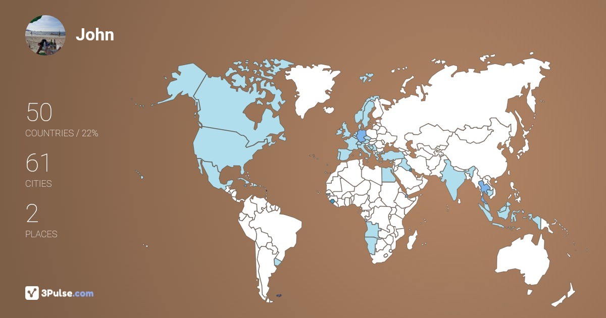 John Grouse's Travel Map Image