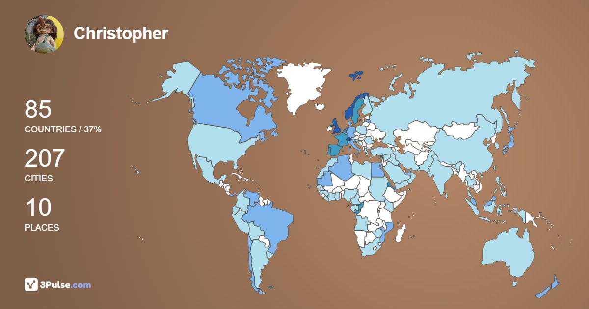 Christopher James's Travel Map Image