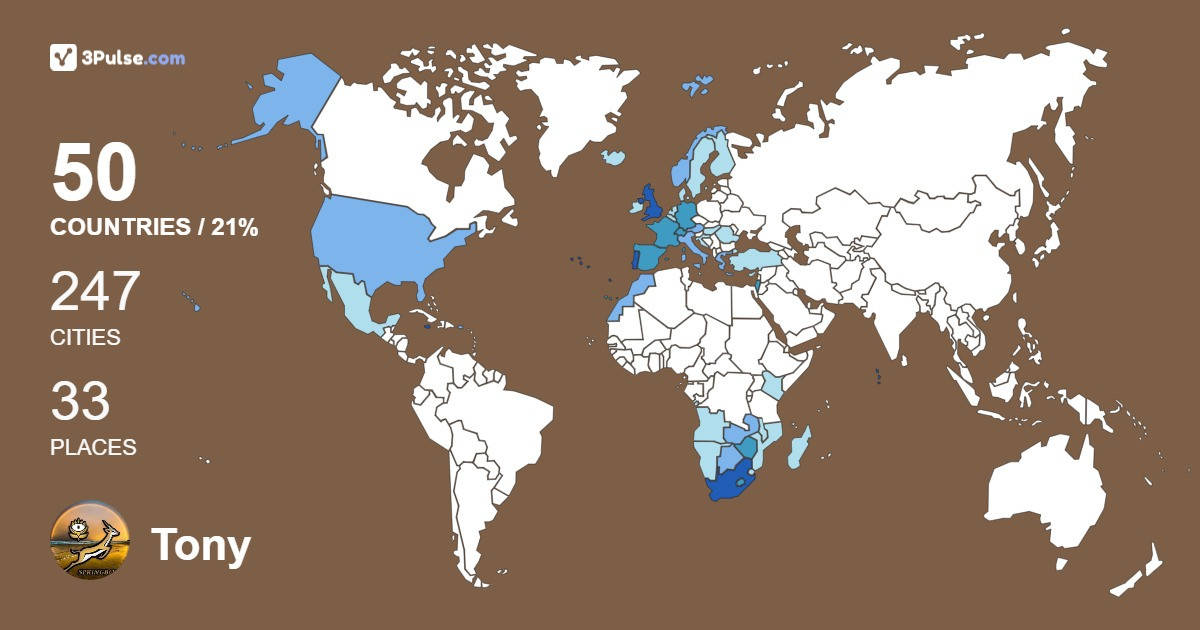 Tony Romano's Travel Map Image