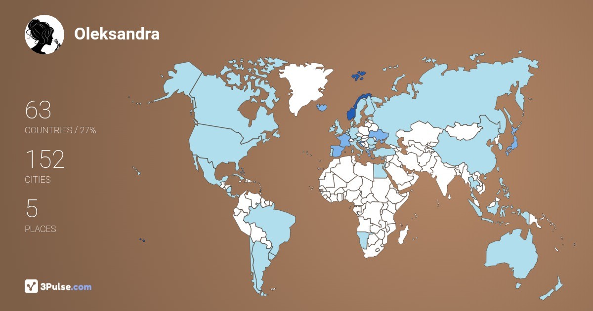 Изображение Карты путешествий Oleksandra Oleksandrivna