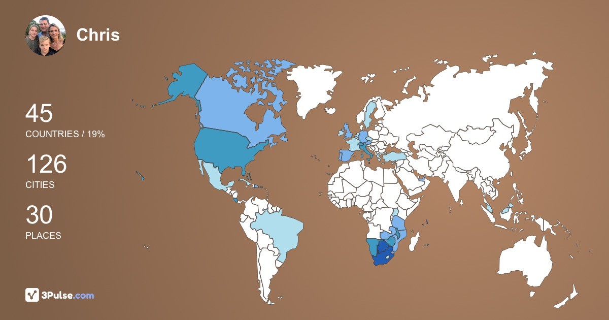 Chris Rolfe's Travel Map Image
