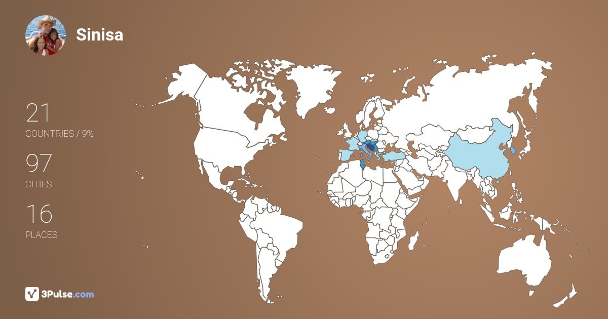 Sinisa Radic's Travel Map Image