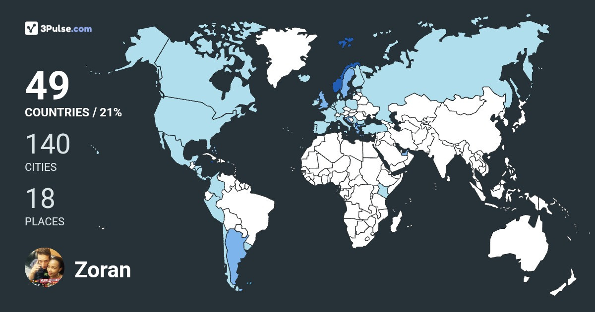 Zoran Kostovski's Travel Map Image